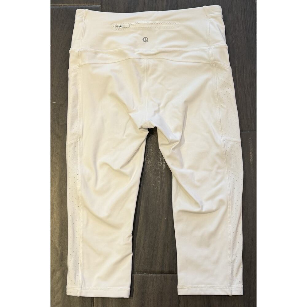 Lululemon Leggings Women 6 White Mind Over Miles Crop 17" Yoga Pants Athletic